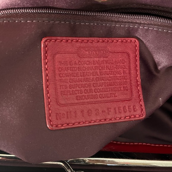 Coach Carryall Signature Stitch Frame (F15658) Berry Patent Leather Tote - Picture 12 of 14